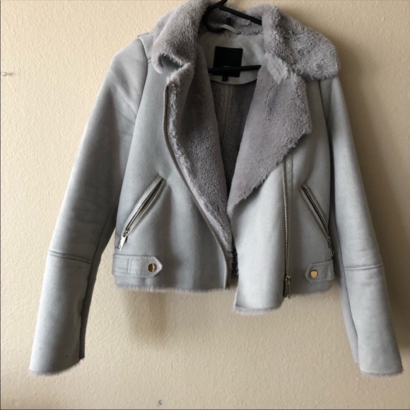 River island fur suede jacket moto zipper pink - Picture 8 of 14